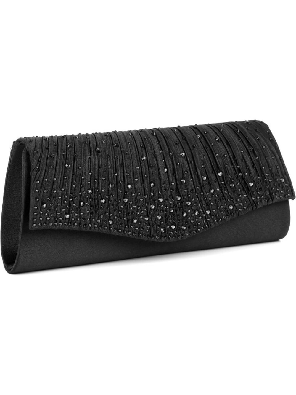 Women's Black Rhinestone Minimalist Formal Party Clutch Purse Evening Handbag